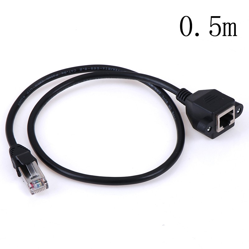 1Pc RJ45 Male to Female Screw Panel Mount Ethernet LAN Network Extension Cab.t2