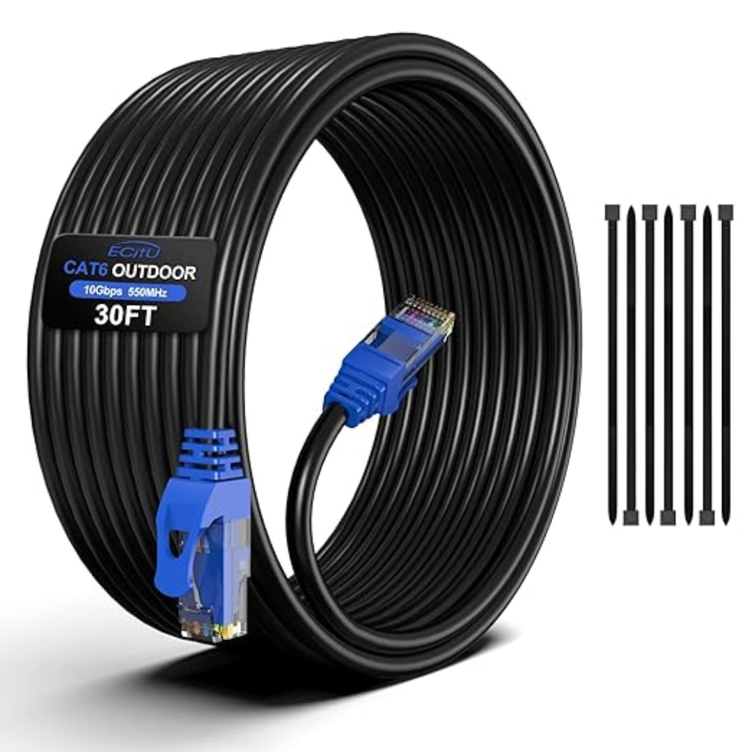 150FT Cat6 Outdoor Ethernet Cable In-Ground Heavy Duty Direct Burial 24AWG CC…