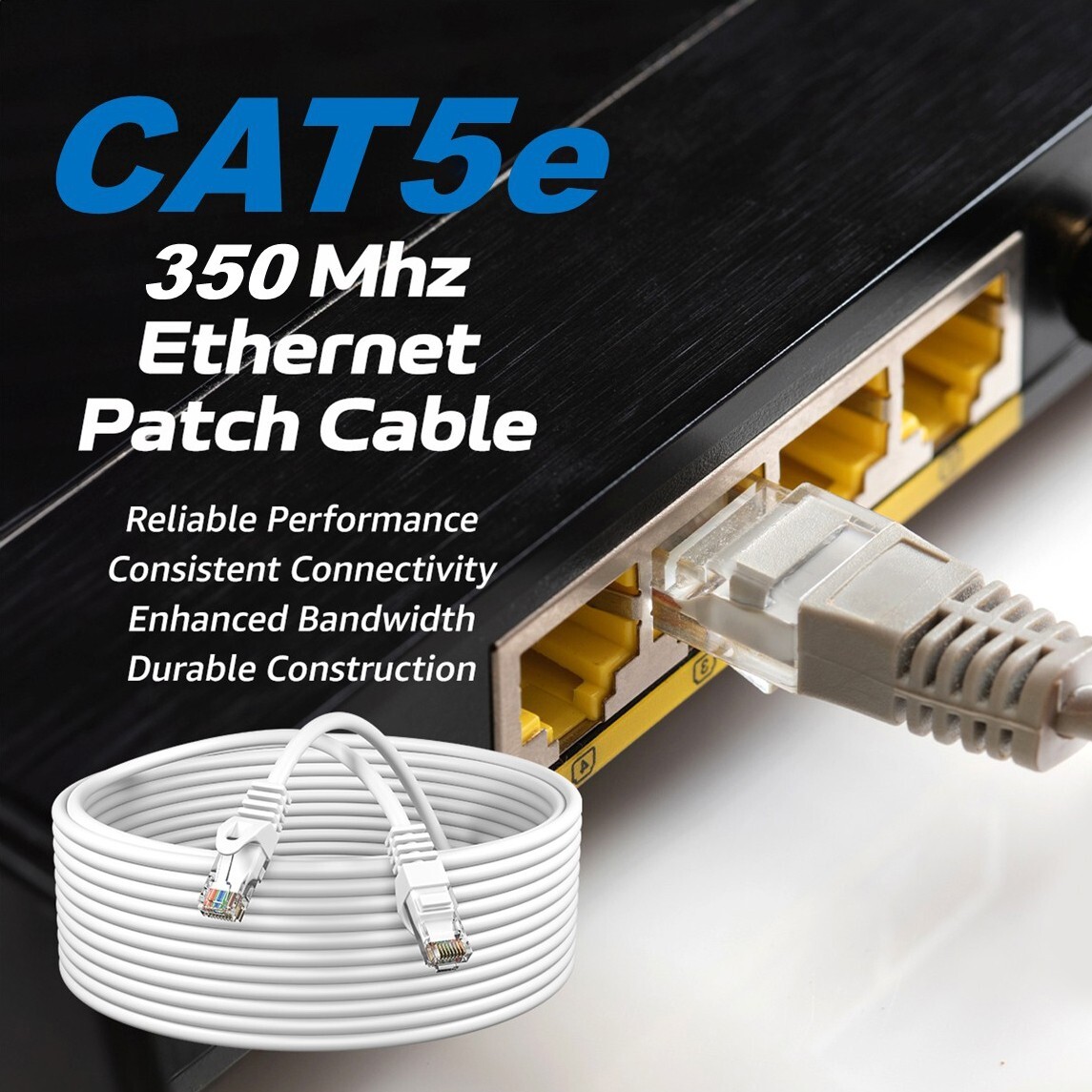 CAT5e Ethernet Patch Cord LAN Internet RJ-45 Cord 100FT Multi-Pack LOT