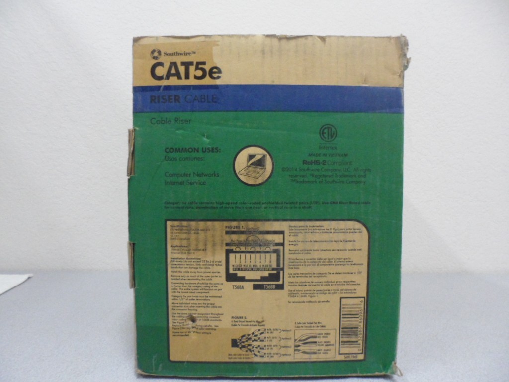 Southwire 398ft. 24/4 Solid CU CAT5e CMR Riser Data Cable in Gray 56917949