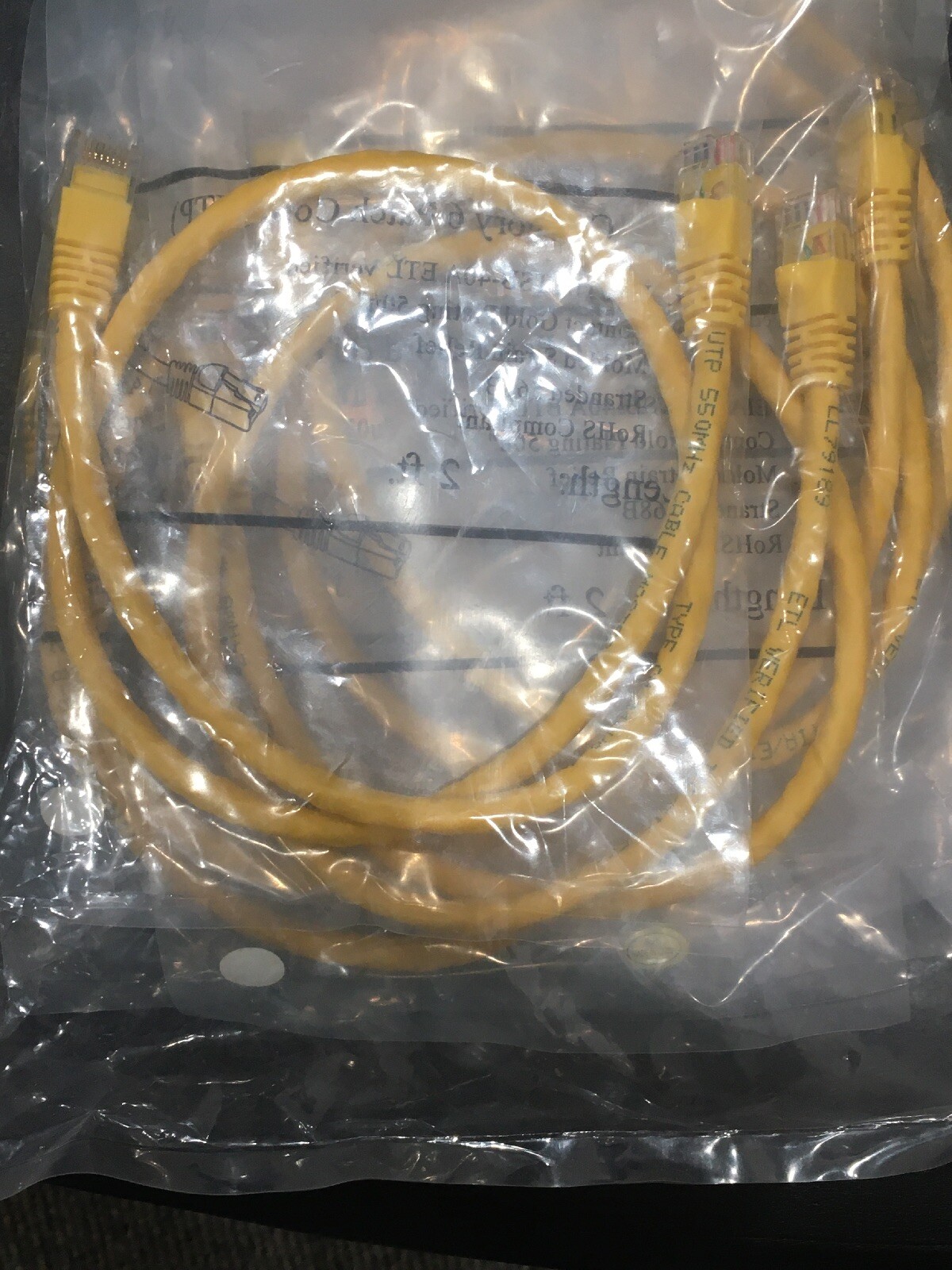 Cat.6 Patch Cable – Category 6 for Network 2ft Yellow. 10 Pack