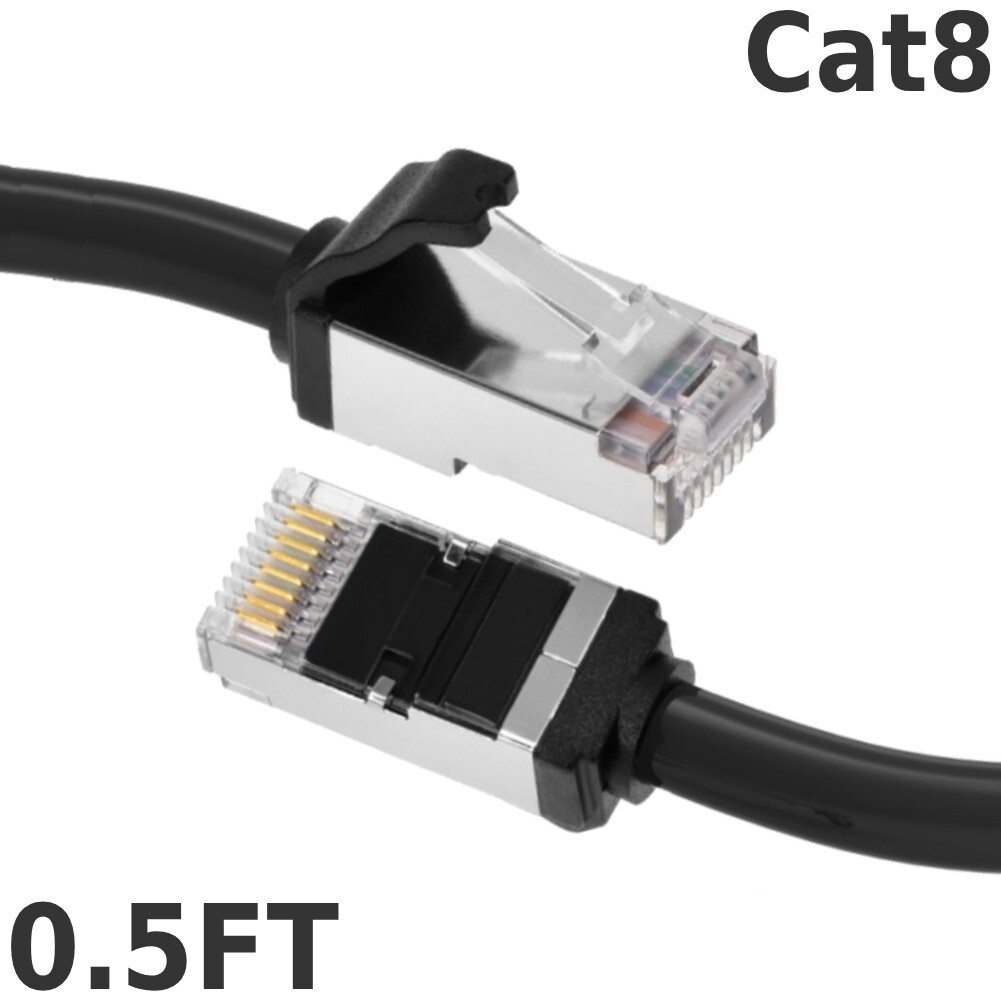 0.5 1 2 3 5 7 10FT Ethernet Network Cat8 RJ45 S/FTP Shielded Cable 28AWG Black