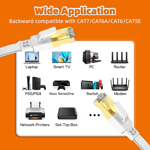 40Gbps 2000MHz Patch Cord Flat Lan Cord RJ45 CAT8 Ethernet Cable for PS5 Laptop