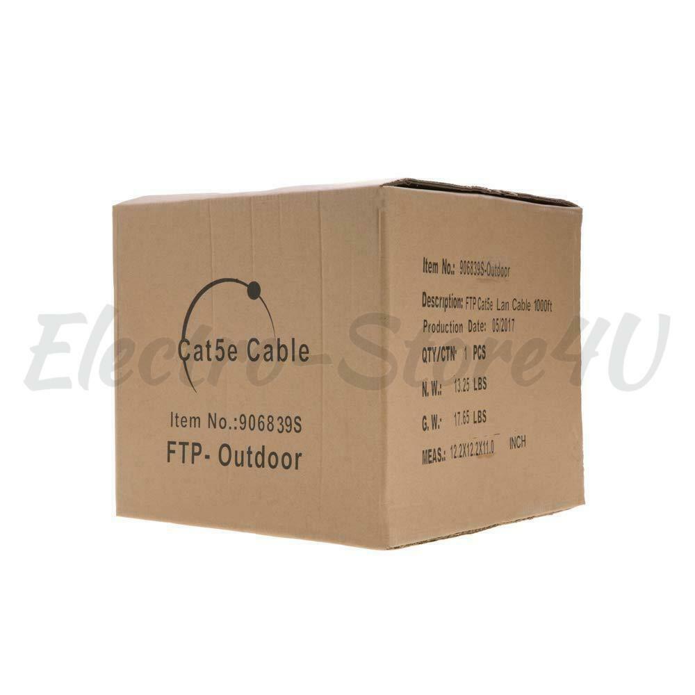 CAT5e CAT5 Outdoor Ethernet Bulk Cable 500ft 1000ft UTP FTP Direct Burial Solid