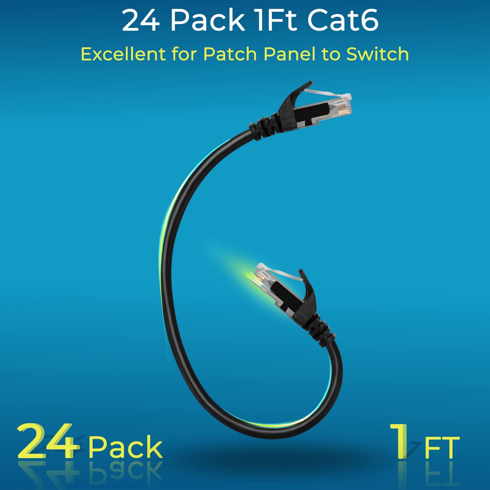Patch Cables Cat6 1ft (24 Pack), Ethernet Patch Cable 10G, Cat 6 Patch Cable …