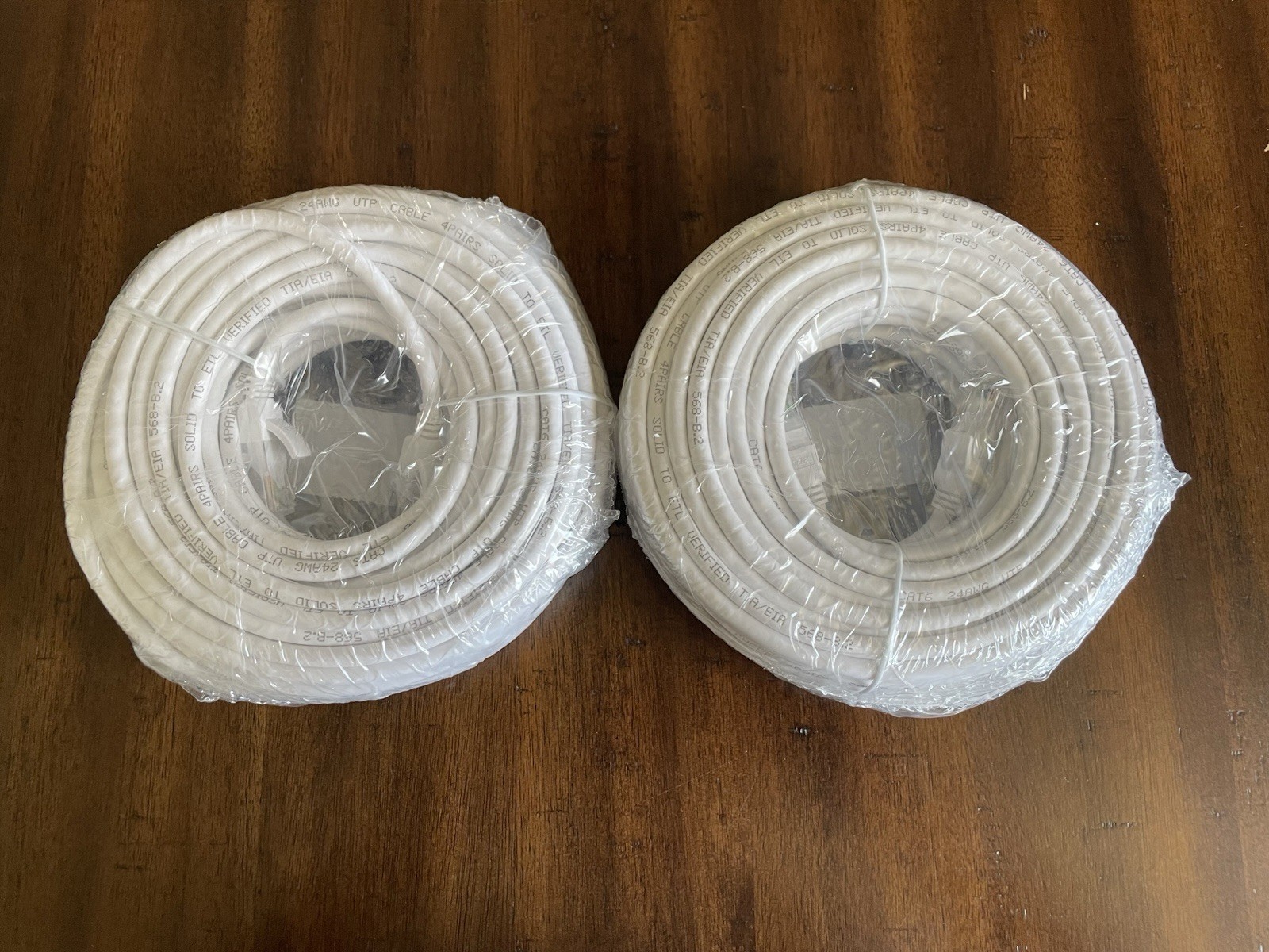 2-Pack Cat 6 Ethernet Patch Cables 50 ft each White RJ-45 Male to RJ-45 Male