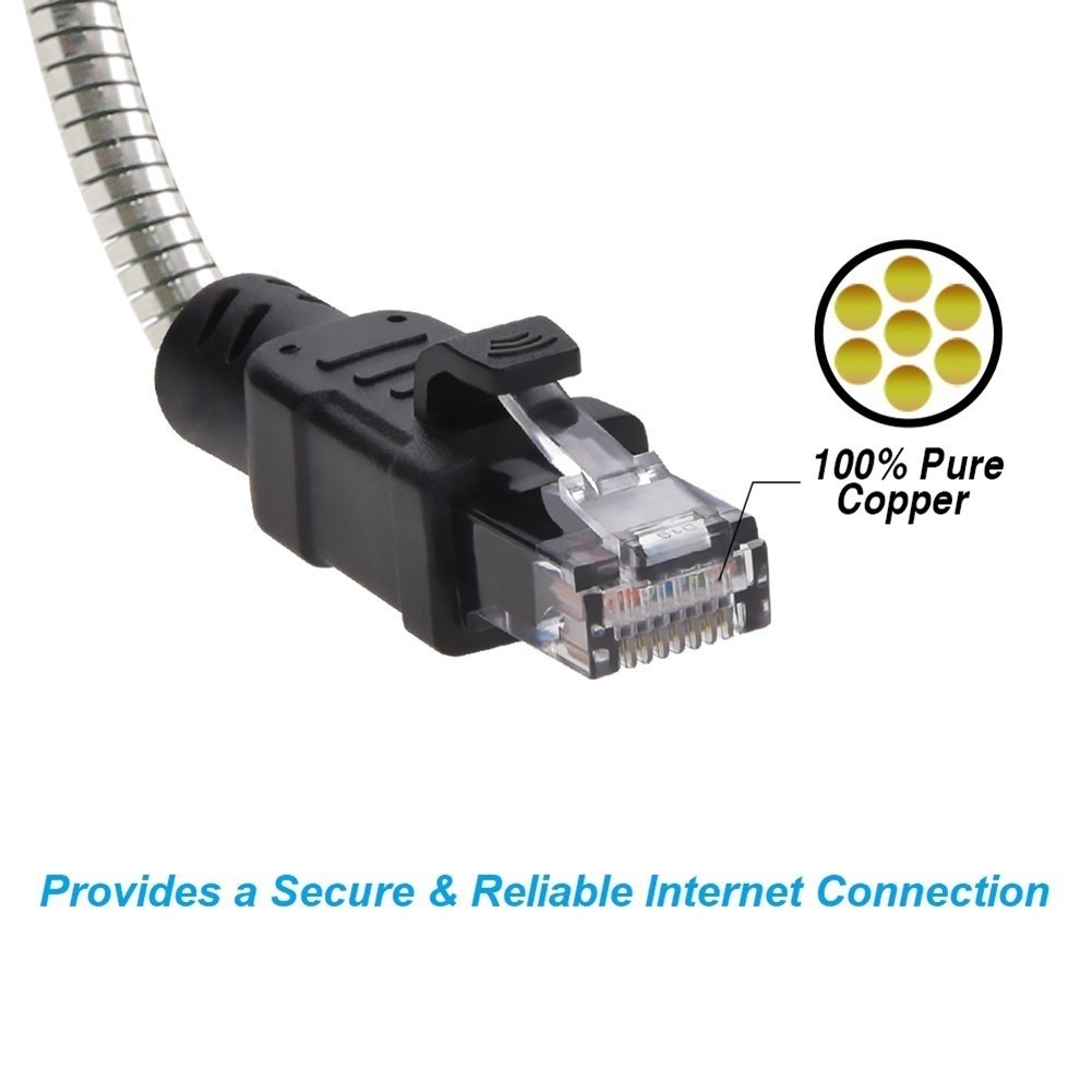 3-65FT Cat6A RJ45 Network Armored Slim Patch Cable Rodent Resistant 24AWG LOT