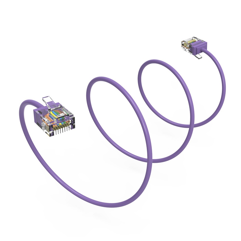 20 Pack of 0.5Ft CAT6A UTP Super-Slim Ethernet Network Cable 32AWG Purple