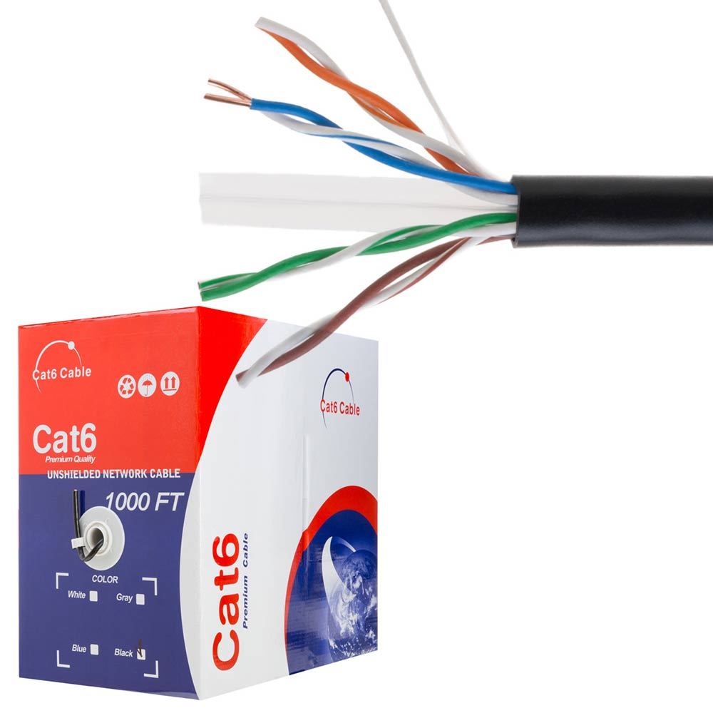 CAT5E CAT6 Cable 1000FT UTP Solid Network Ethernet Plenum Bulk Wire RJ45 Lan