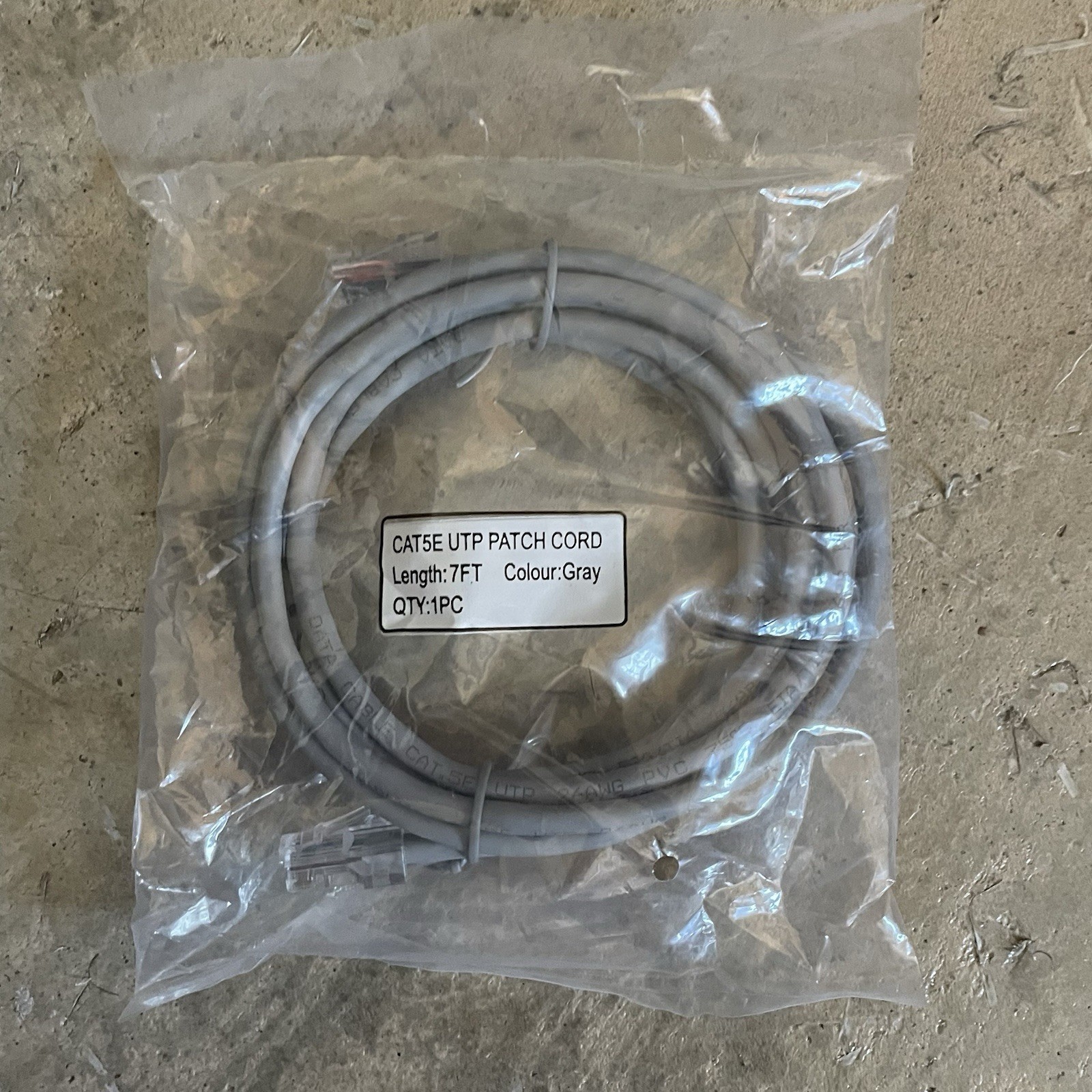 CAT5E UTP Patch Cord 7 Feet Gray Ethernet Network Cable LAN 7Ft EIA/TIA 568B PVC