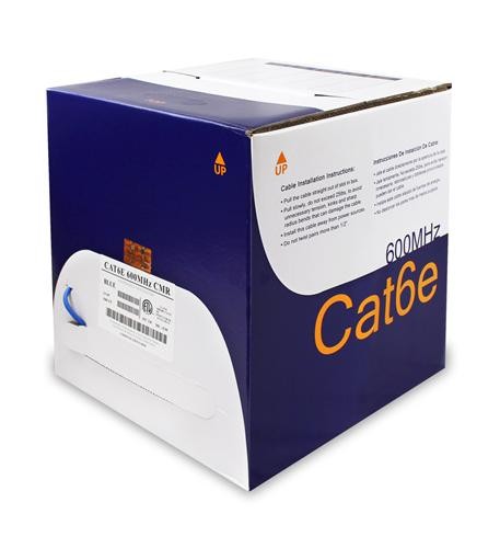 Wavenet WAVCAT6ECMRWH 1000 Ft Cat6e 600MHz CMR Cable White