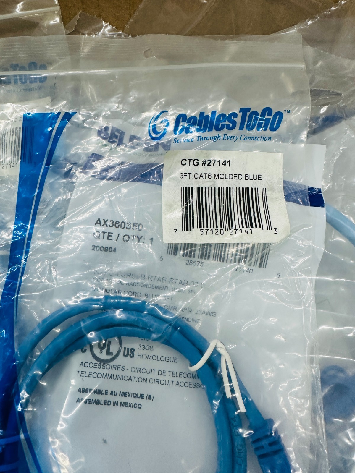 Lot of 25 🔥 ✅ CAT6 Ethernet Patch Cord 3FT, RJ-45 LAN Network Cable Blue