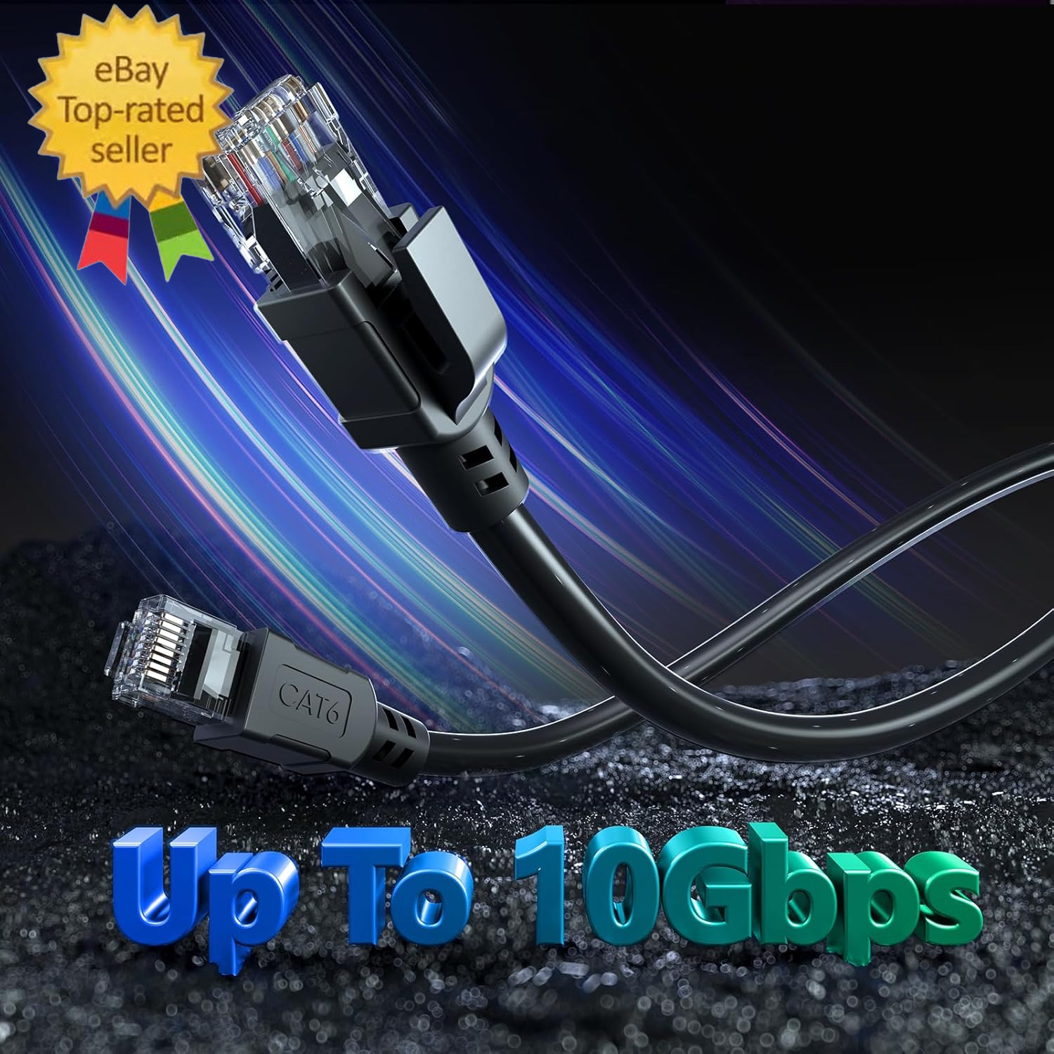 Cat 6 Outdoor Ethernet Cable 125 Ft, 24AWG 10Gbps Cat6 Cable Cord Waterproof Dir