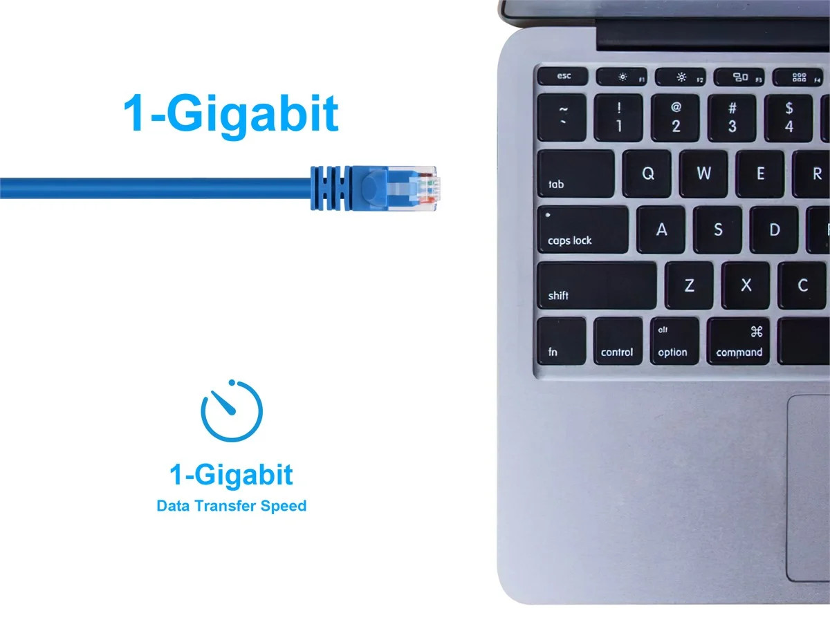 Cat6 Ethernet Patch Cable Network Internet Cord RJ45 Stranded UTP 24AWG 1ft Blue