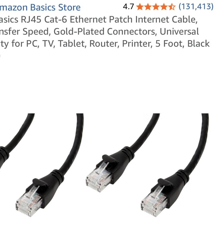 4 Pack Cat6 Snagless/Molded Boot Ethernet Patch Cable 5 Feet Black . New In Box