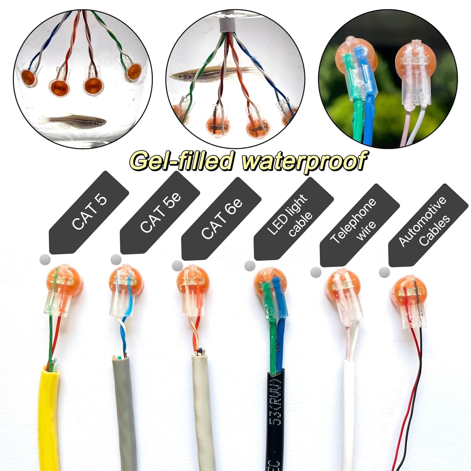 50PCS Gel-Filled IDC Connectors – Moisture-Proof, Fast Splice for CAT5/6/7