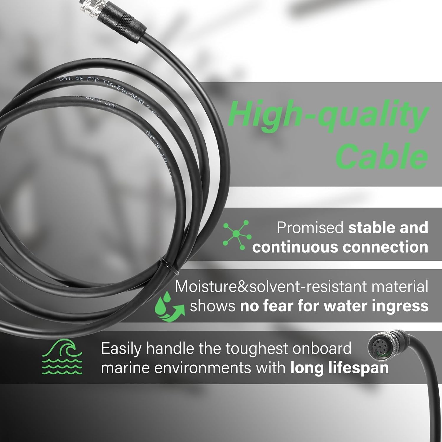 720073-6 5 Foot Ethernet Cable AS EC 5E Replace for Humminbird, Black Fit…