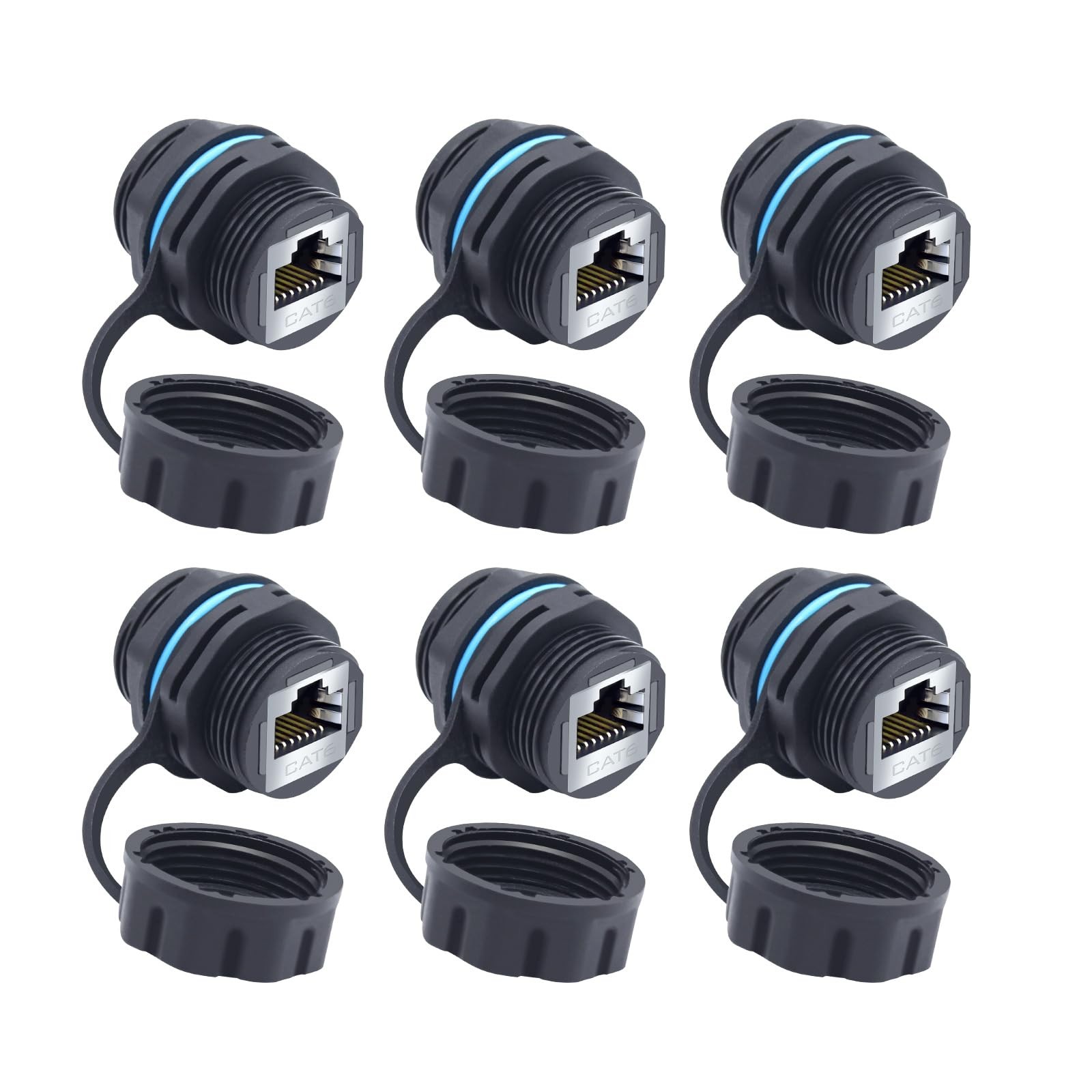 6 PCS RJ45 CAT6 Panel Mount Shielded Waterproof Ethernet LAN Cable Coupler
