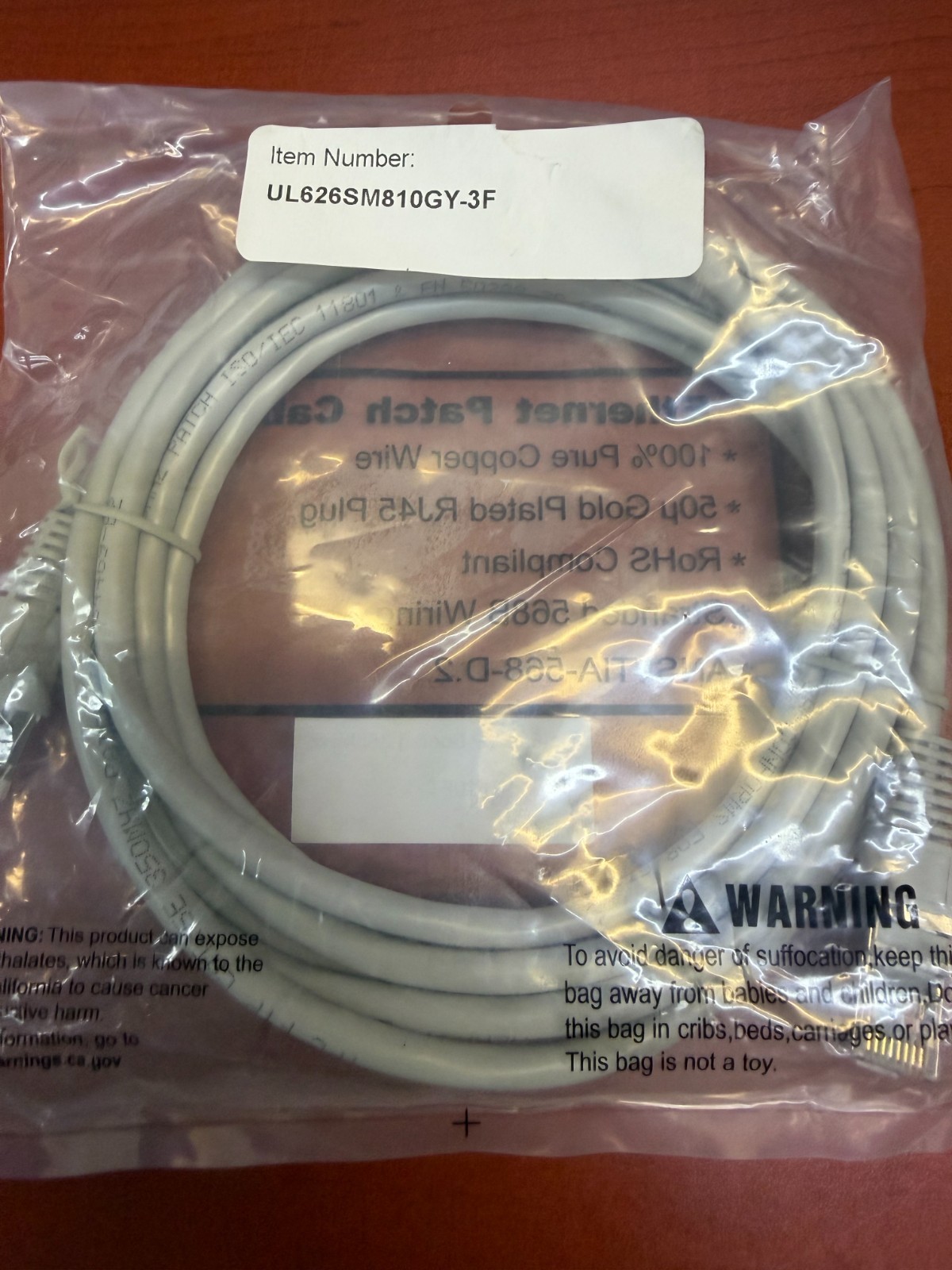 CAT5e Rj45 Patch Cable Gray Ethernet Lan Modem Ethernet 10 Feet * Package of 10