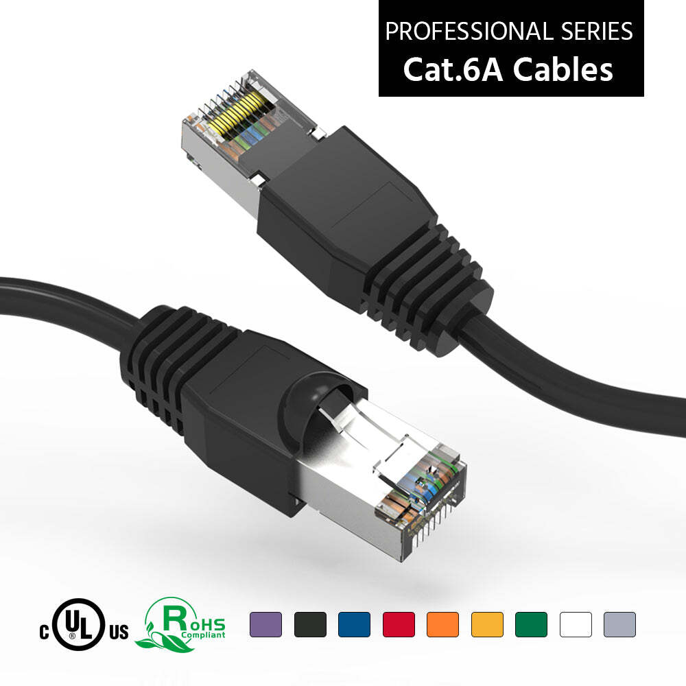 6Ft CAT6A Shielded (SSTP) Ethernet Network Booted Cable Black