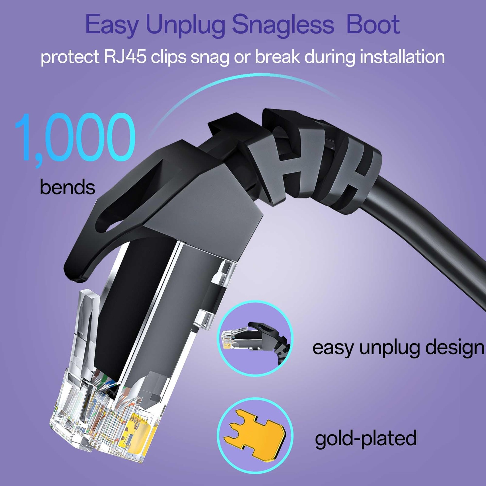 10 Pack Black Cat6 Ethernet Cables 1 Ft Patch Cords