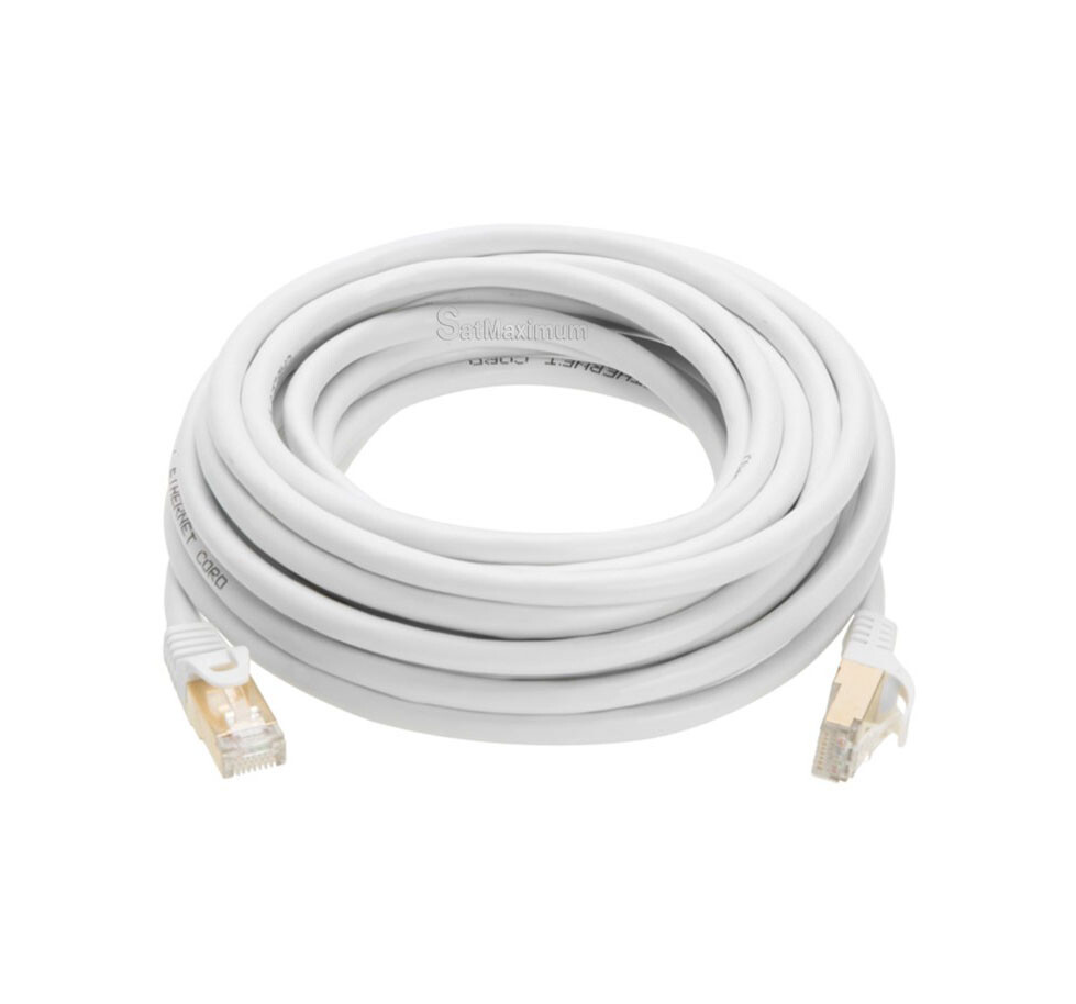 Cat7 S/FTP Ethernet Cable High Speed RJ-45 LAN Patch Cord White 25ft-200ft LOT