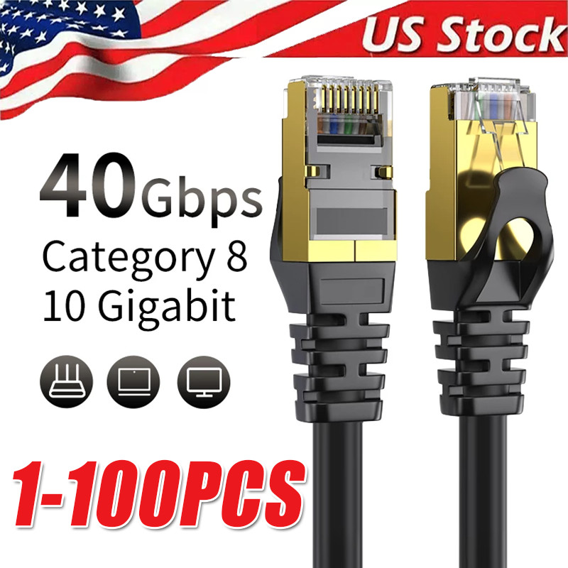 Cat 8 Ethernet RJ45 Cable Super Speed 40Gbps Patch LAN Network Gold Plated Lot