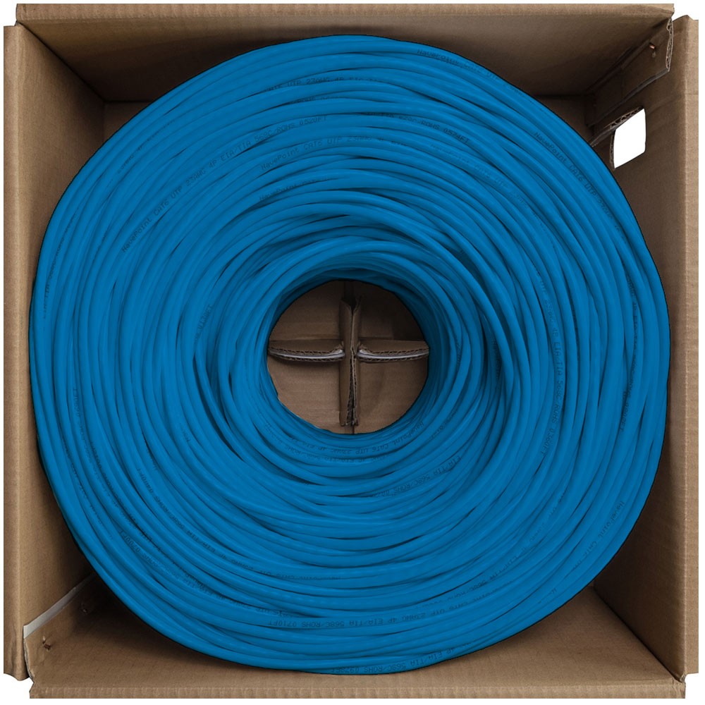 CAT6 Plenum CMP Pure Copper UTP 23 AWG 250 MHz Network Ethernet – 1000 Ft Blue