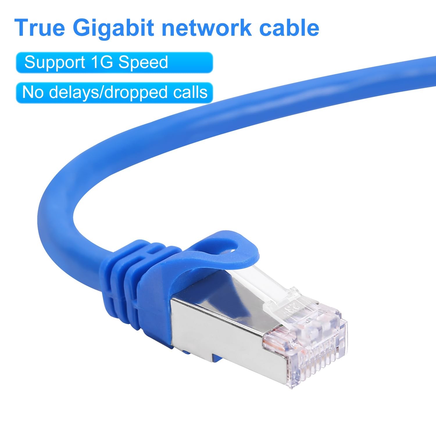 CAT 6 Shielded Ethernet Cable 100FT SFTP 10Gbps Snagless Blue for Router PC