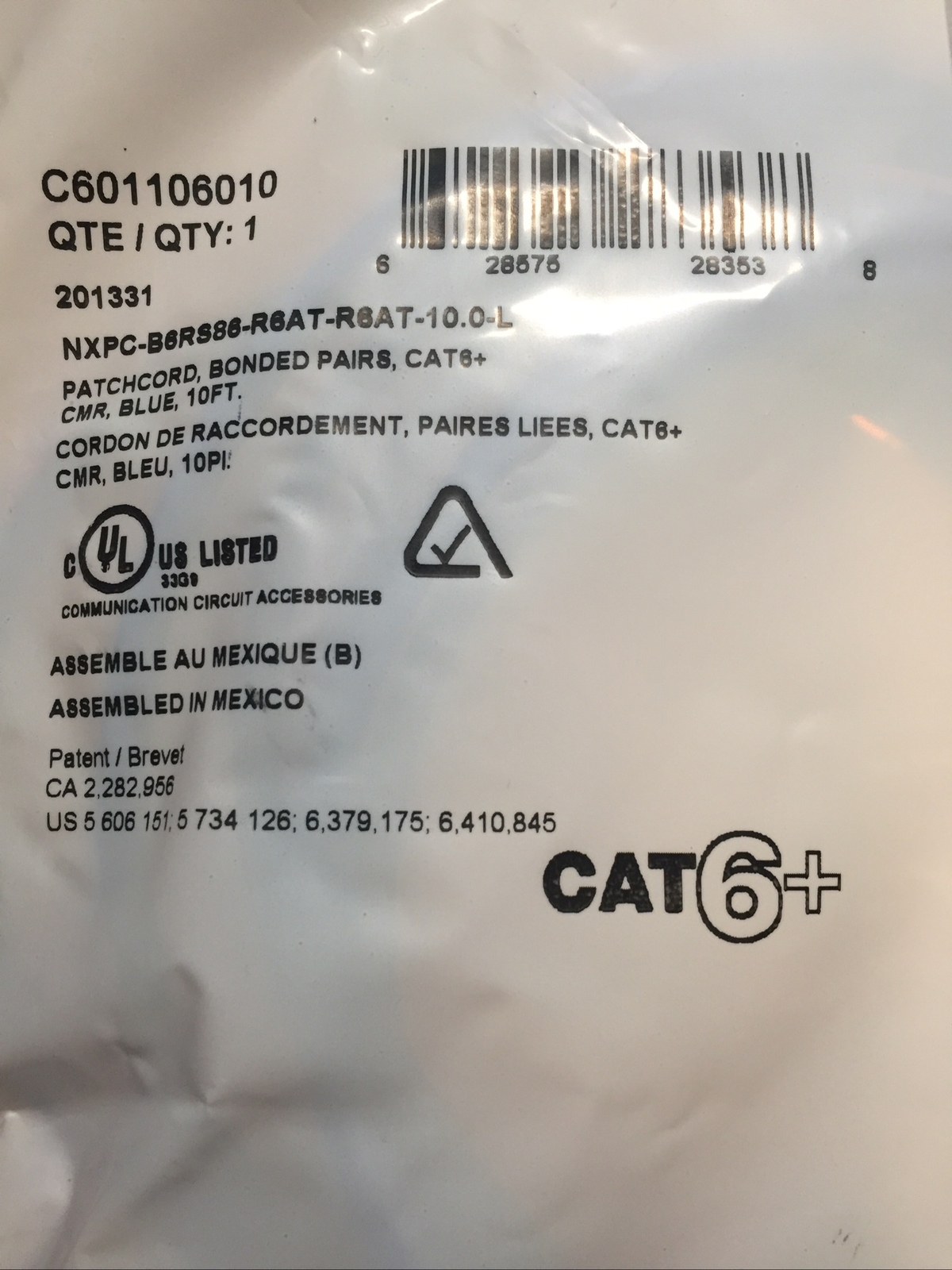 New BELDEN CAT6+ BONDED PAIRS PATCHCORD CABLE 10′ FEET BLUE C601116010 Lot of 10