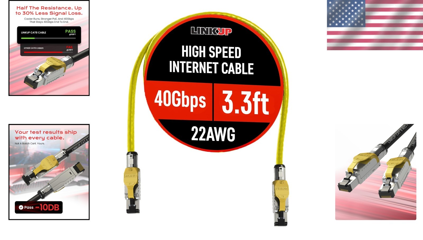 Cat 8 Ethernet Cable 40Gbps 2GHz | Shielded S/FTP 22AWG Copper | Gold RJ45 | …