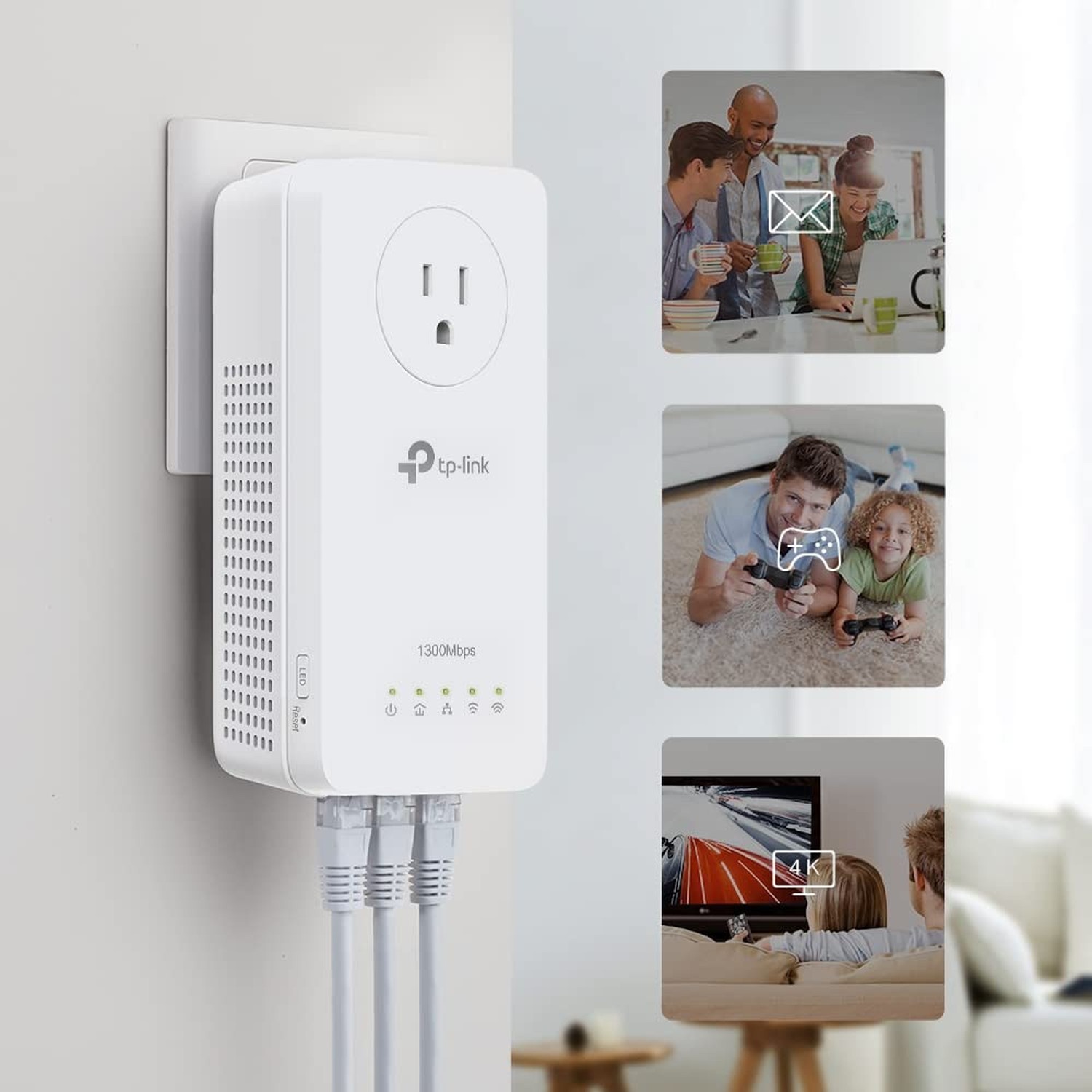 TP-Link AV1300 Powerline Ethernet Adapter WiFi Extender KIT- Passthrough | AV…