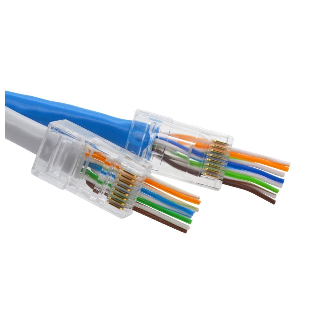 100 PCS RJ45 Cat6 Pass Through Connectors 8P8C UTP Ethernet Network Plug