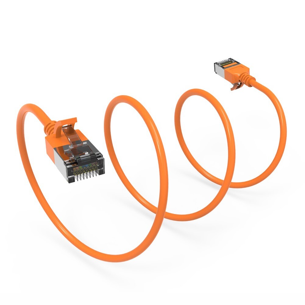 0.5FT Cat8 RJ45 Network LAN Ethernet U/FTP Shield Patch Cable Slim 30AWG Orange