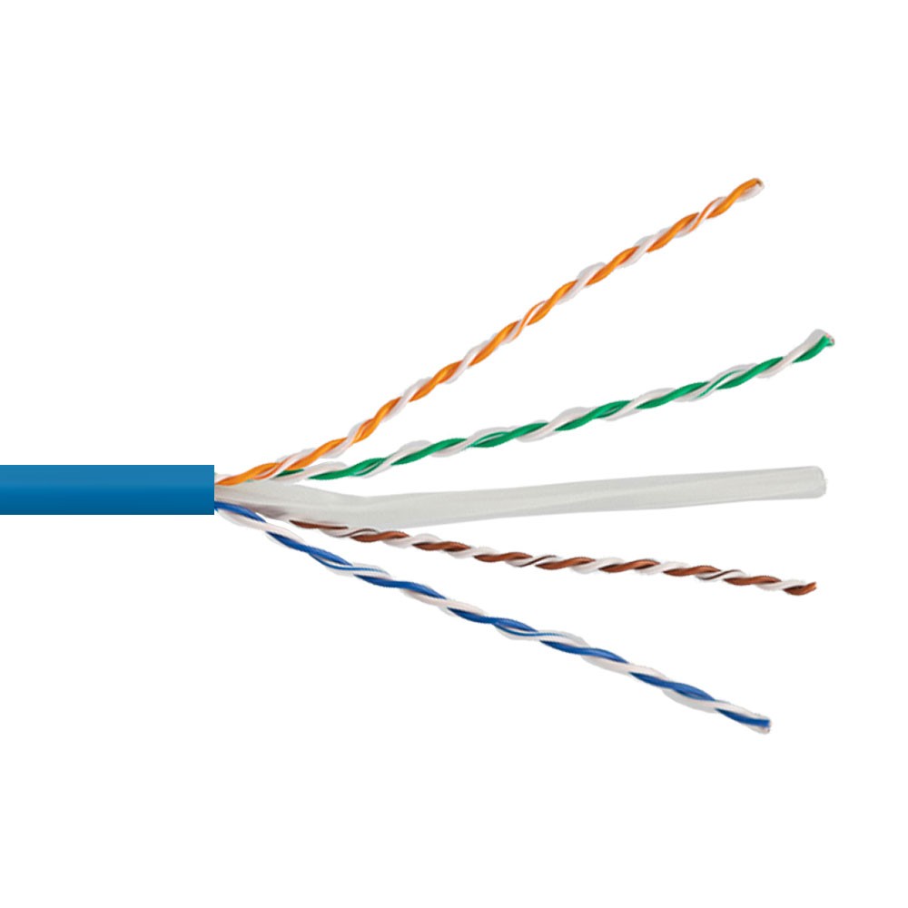 CAT6 Plenum CMP Pure Copper UTP 23 AWG 250 MHz Network Ethernet – 1000 Ft Blue
