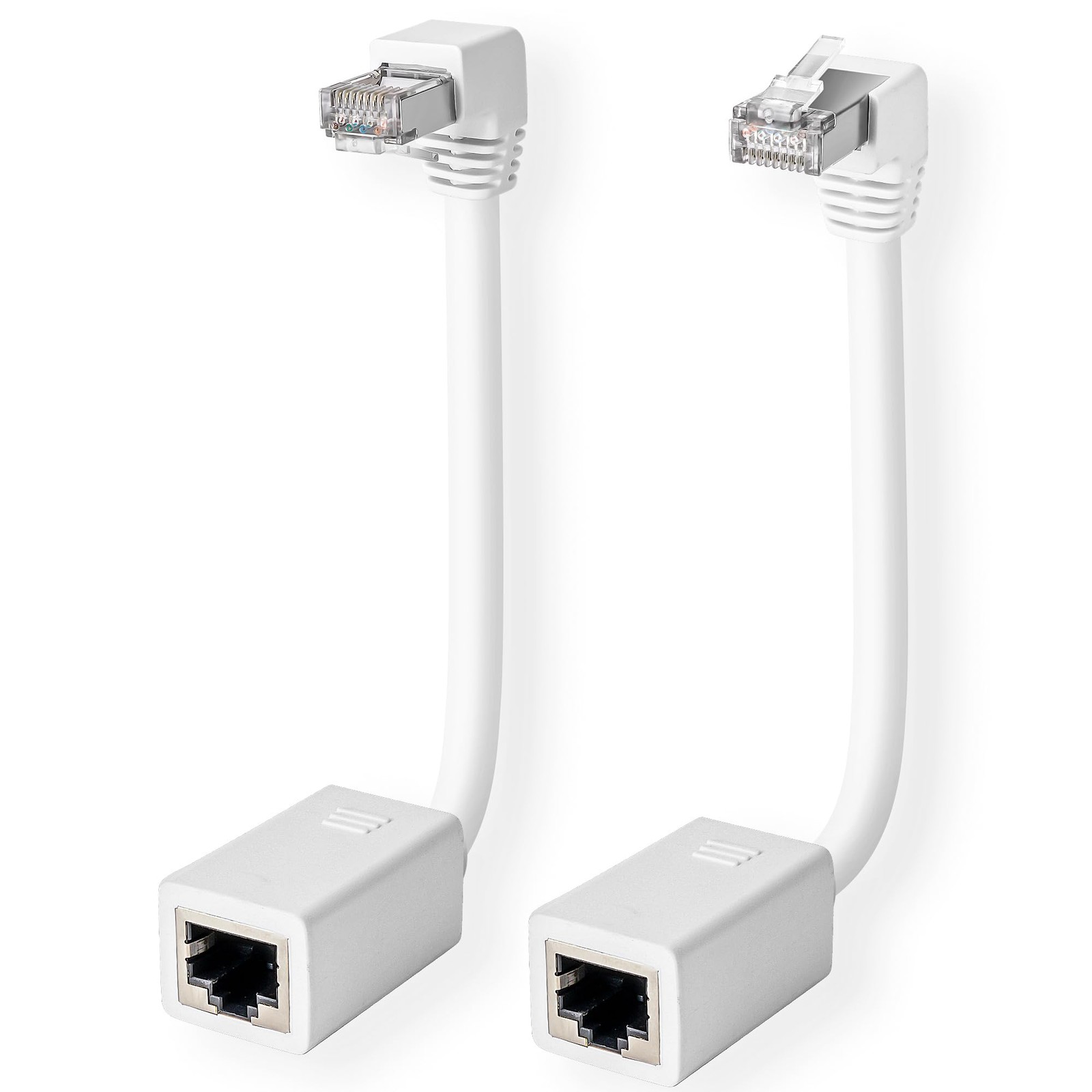 2 Pack 90 Degree Cat 6 Ethernet Extension Cable Short Male RJ45 Female 3 FT