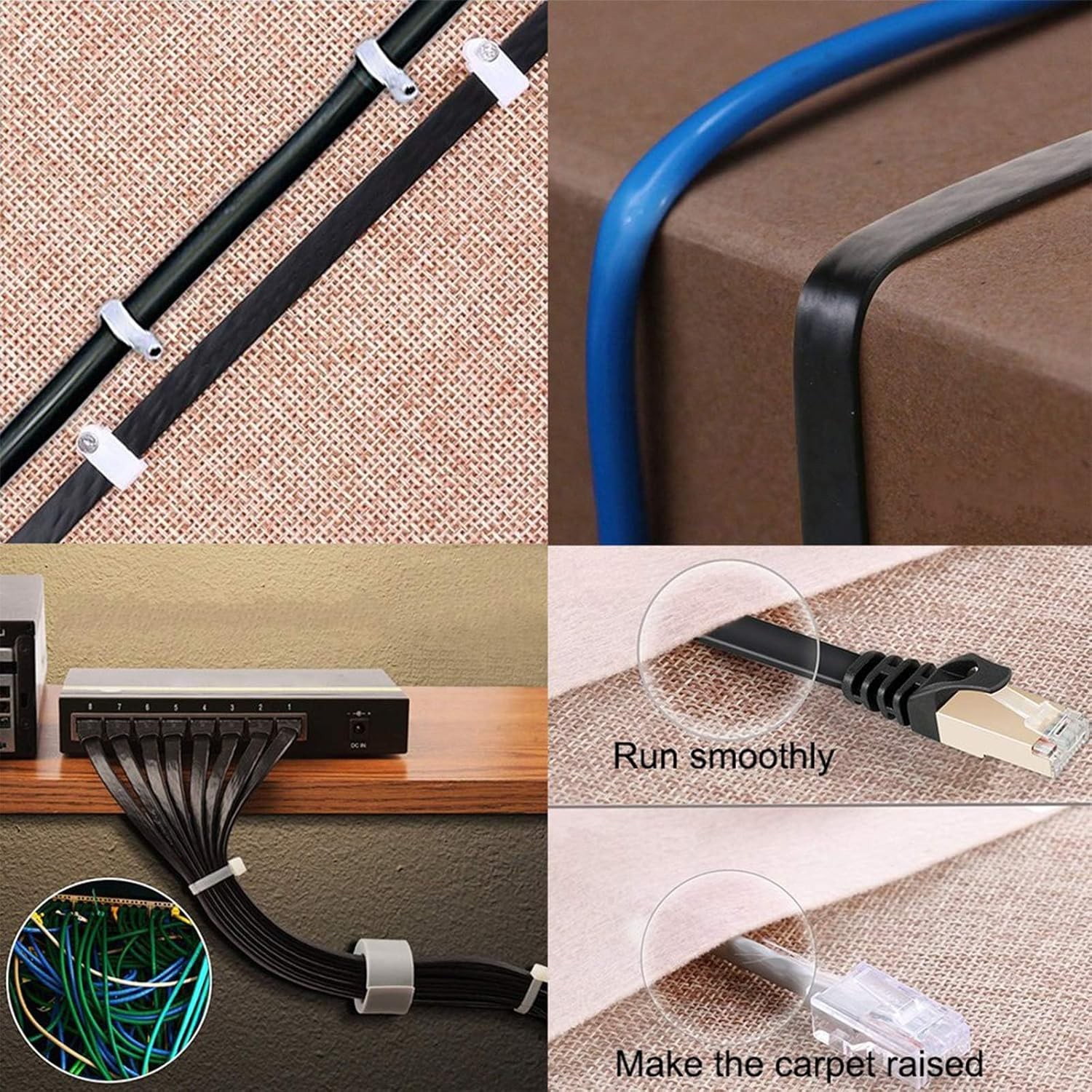 BUSOHE Cat 8 Ethernet Cable 1 FT 2-Pack, 40Gbps 2000MHz Cat8 1FT 2Pack, Black