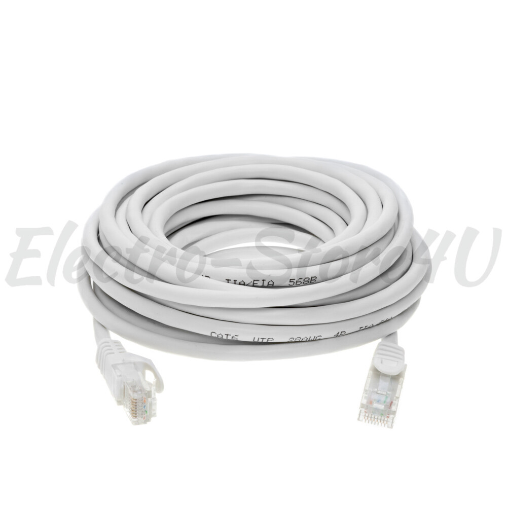 Cat6 Ethernet Patch White Cable 1.5 3 5 7 10 15 20 25 30 50 75 100 200 LAN Lot