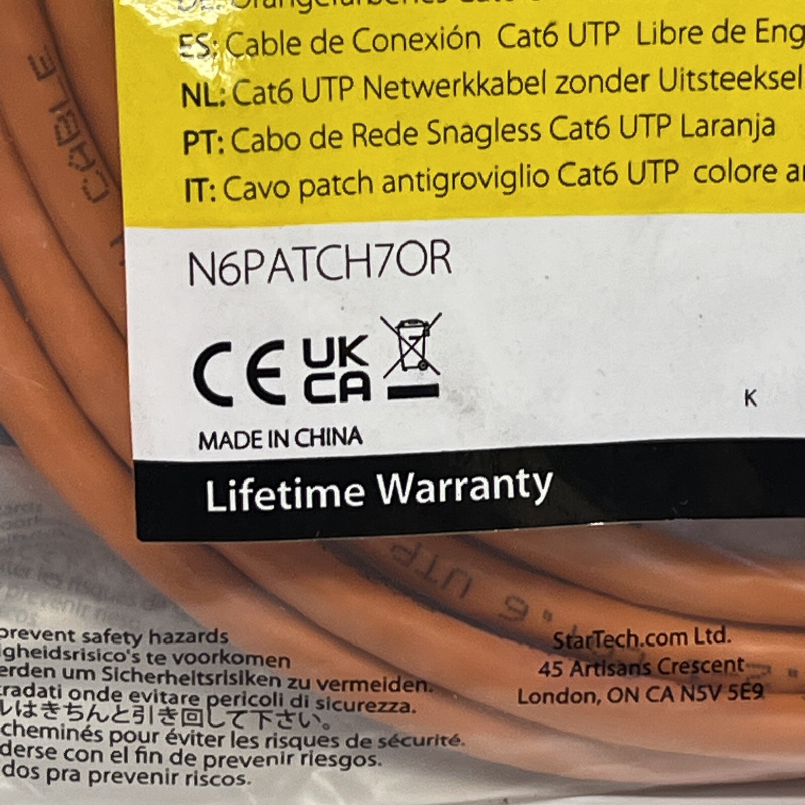 13pk StarTech N6PATCH7OR Cat6 Patch Cable Snagless RJ45 7ft Orange | USA Seller
