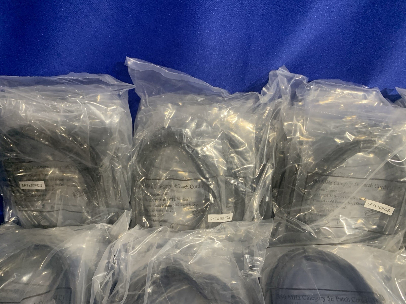 5 Foot Ethernet Network Cable Cat5e Patch Cord LAN – Pack of 10 x15 – New Sealed