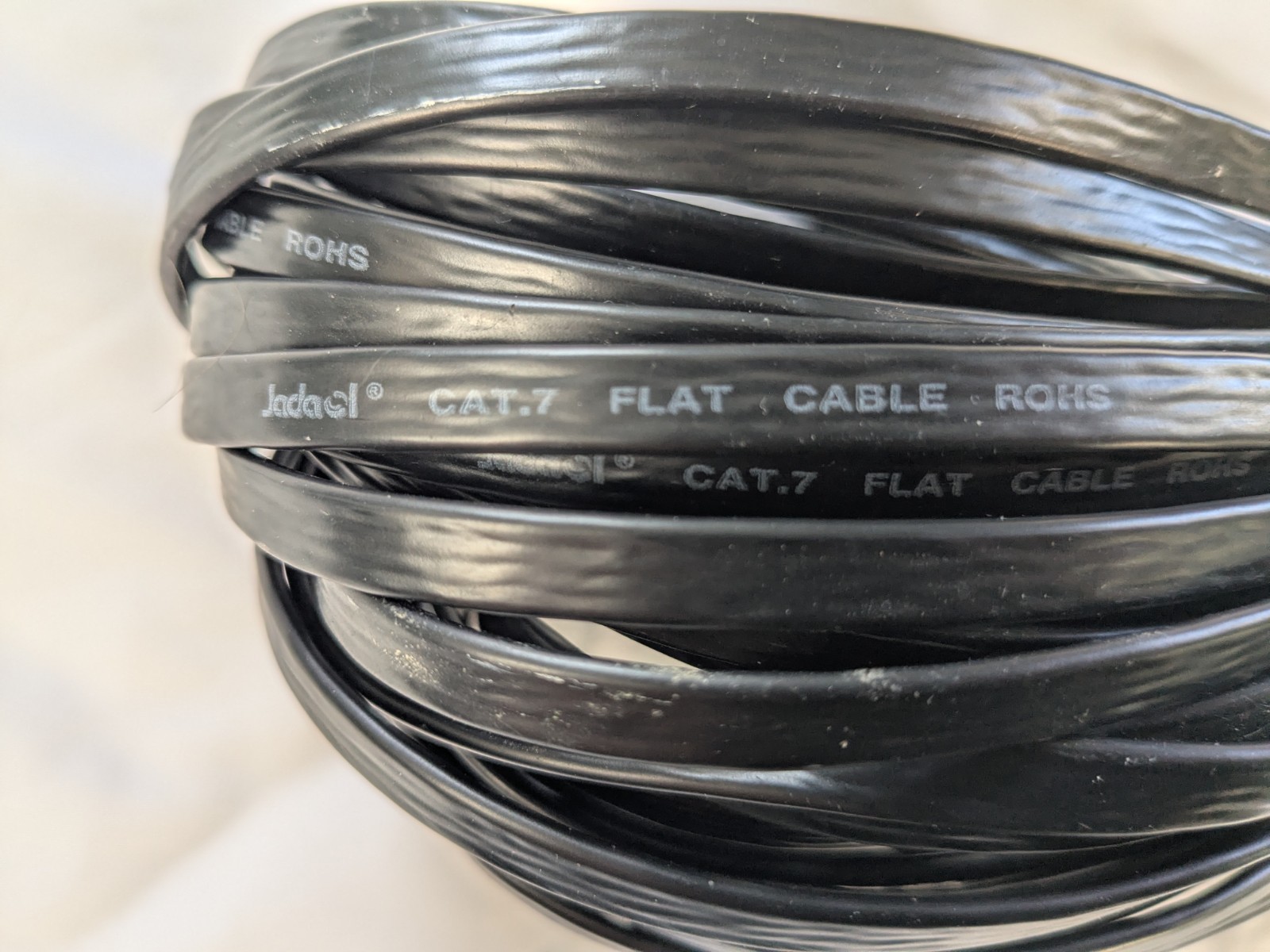 2x 50ft Ethernet Cabal Jabaol Cat.7 Flat Black Cable Rohs