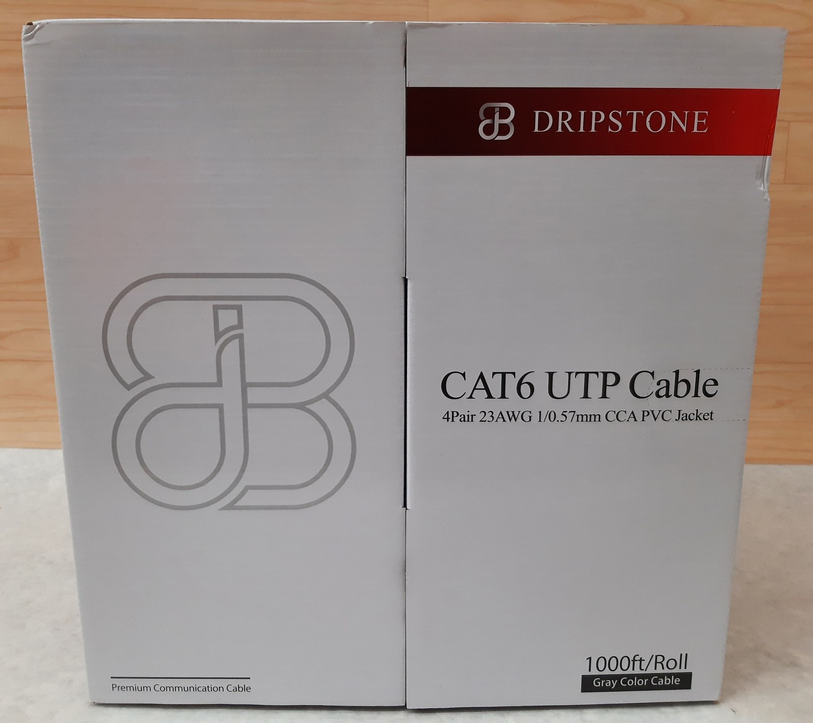 Dripstone 1000 Ft Roll CAT6 UTP Cable 4Pair 23AWG 1/0.57mm CCA PVC Jacket Gray