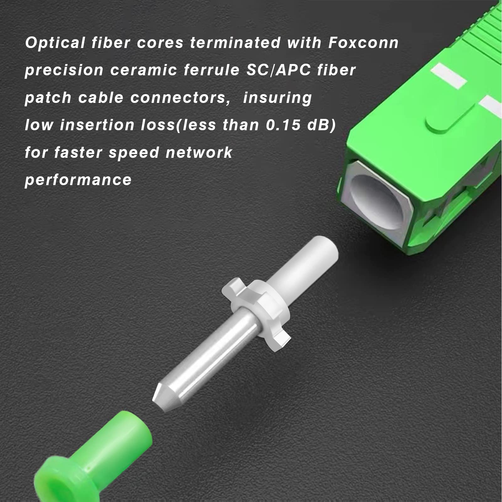 SC/APC To SC/APC Fiber Optic Cable Armored Single Mode 9/125um OS1/OS2 1M