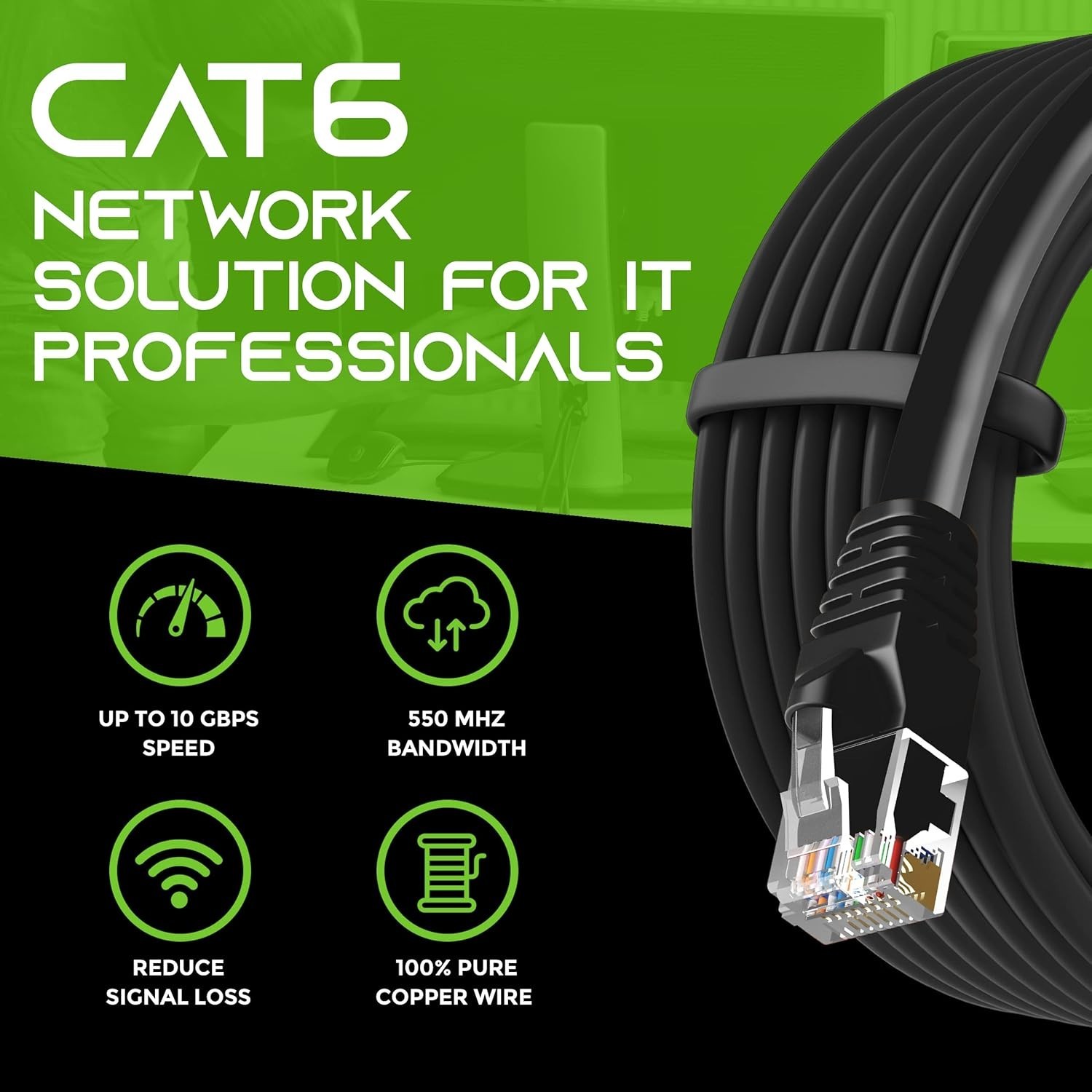 100-Pack GEARIT 0.5 ft (6 Inch) Cat6 Ethernet Patch Cables RJ45 Male-to-Male