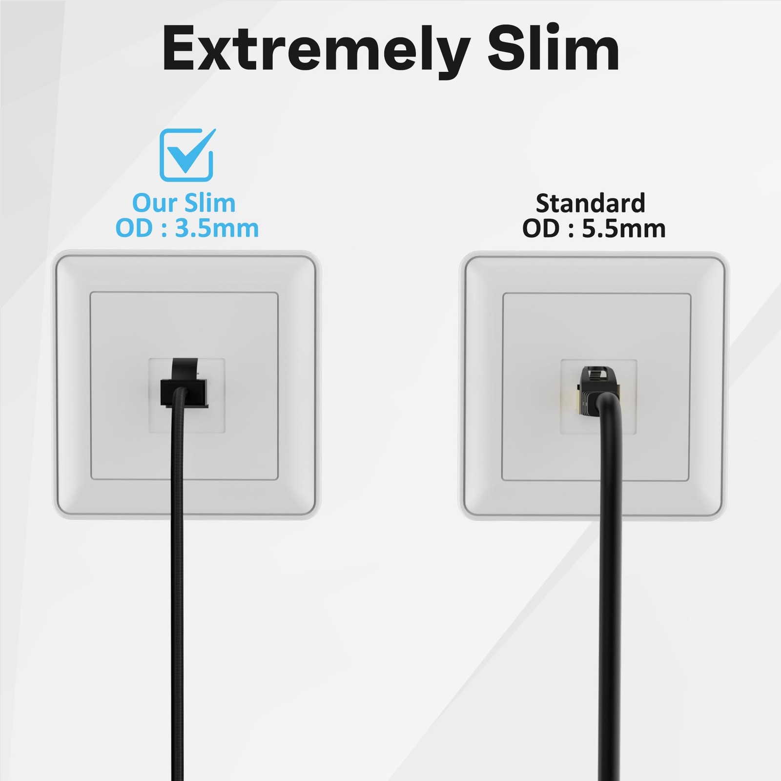 Slim CAT6 Ethernet Cable 10 Pack Snagless Patch Cord Nylon Braided Black 3 FT