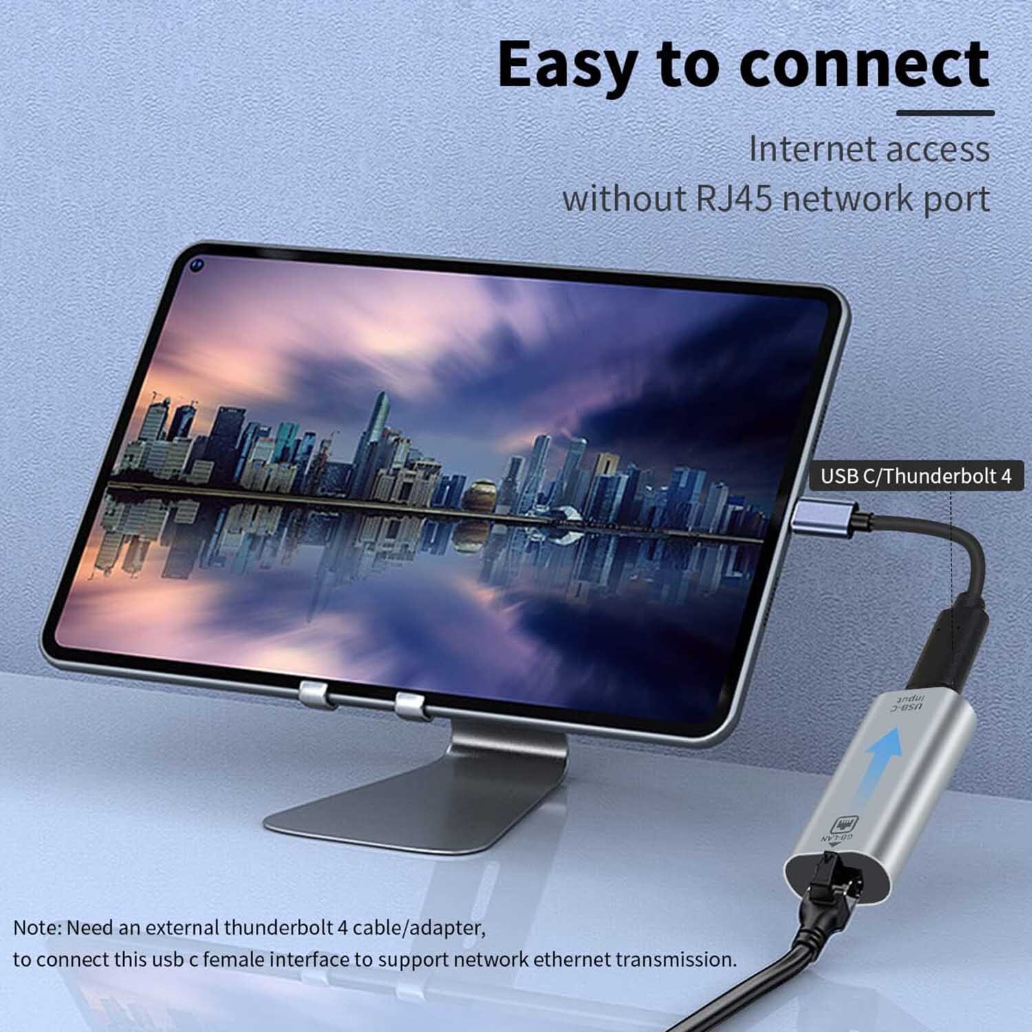 USB C to RJ45 Female Gigabit 1000Mbps Ethernet LAN Network MacBook Pro Adapter