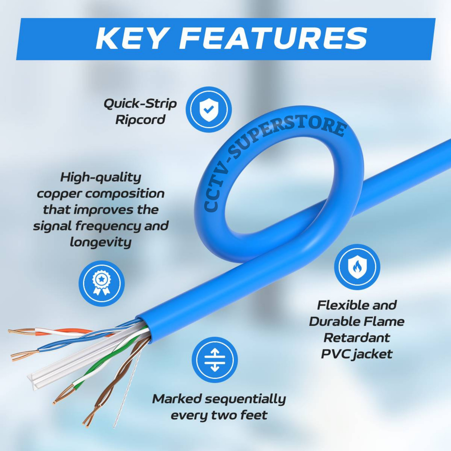 CAT6 1000FT Cable CCA UTP Unshielded Solid 23AWG Ethernet LAN Network RJ45 BLUE