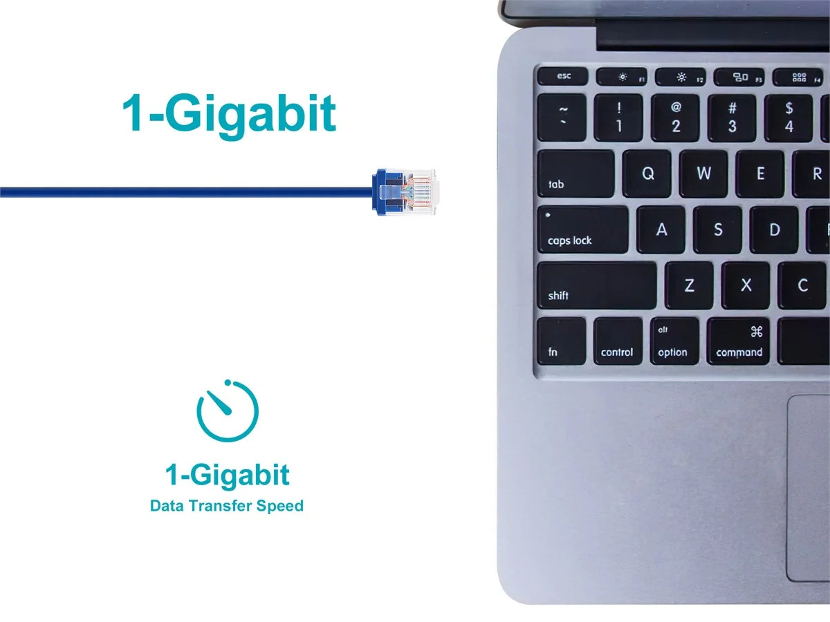Monoprice Cat6 Ethernet Patch Cable – 0.5 Feet – Blue | Stranded, 550MHz, UTP