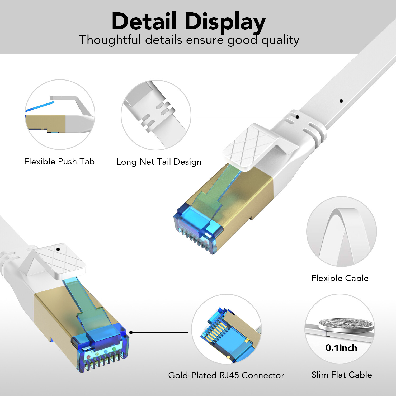 1.5FT-200FT Cat8 Ethernet Cable Super Speed 40Gbps/2000Mhz RJ45 Flat cord Lot US