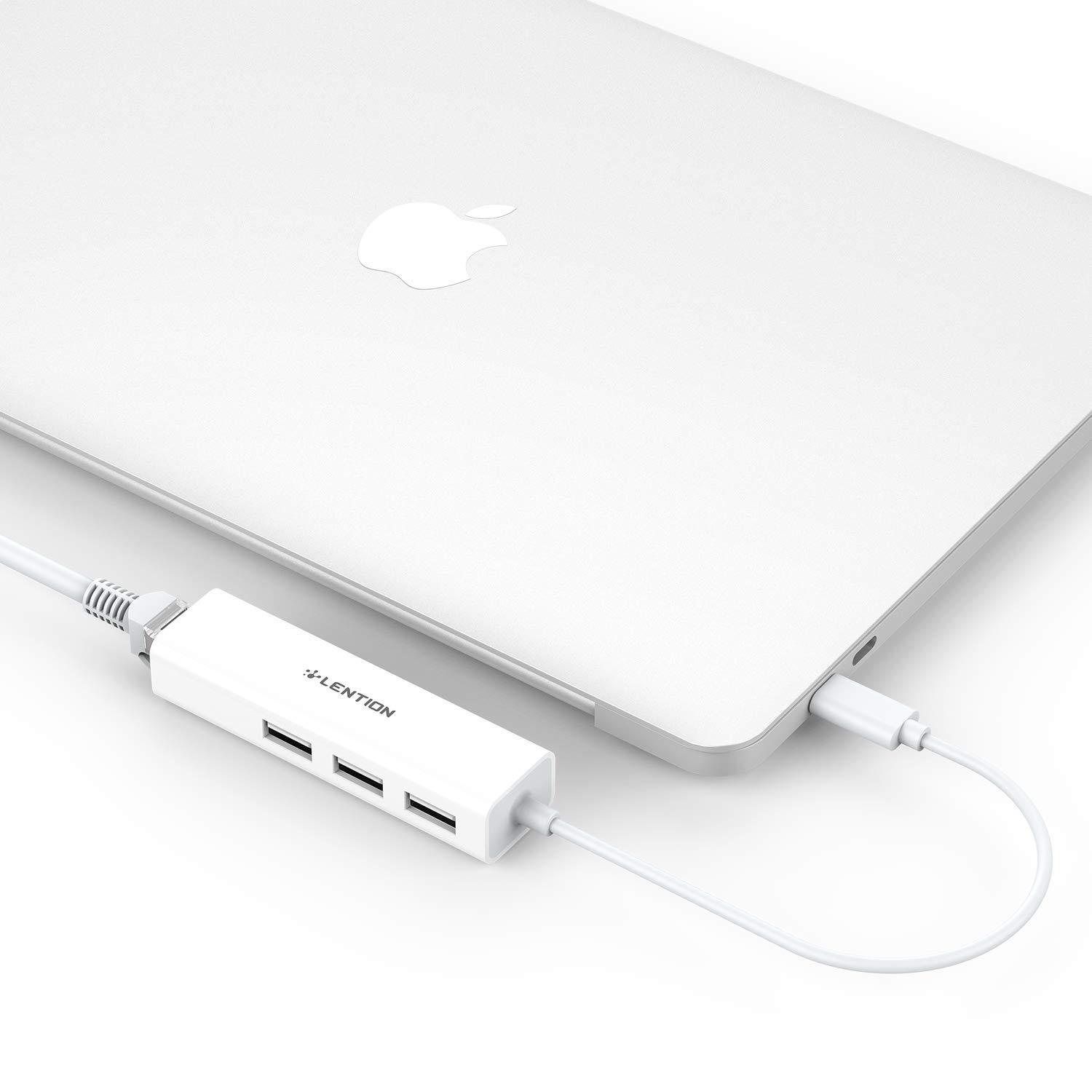 Type-C to 3 USB Port Hub RJ45 Ethernet Adapter For MacBook Pro 13/15 Chromebook